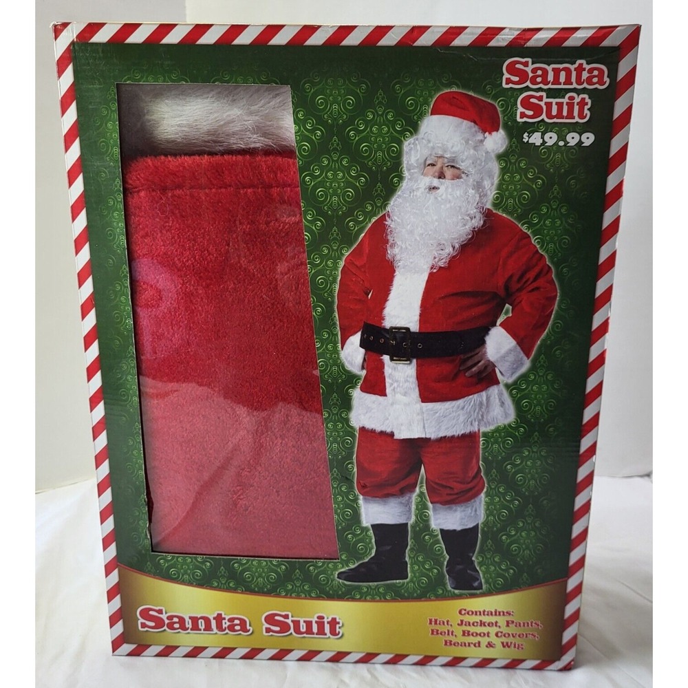 Professional 2011 Kmart Christmas Red & White Santa Suit Costume 7 Pieces